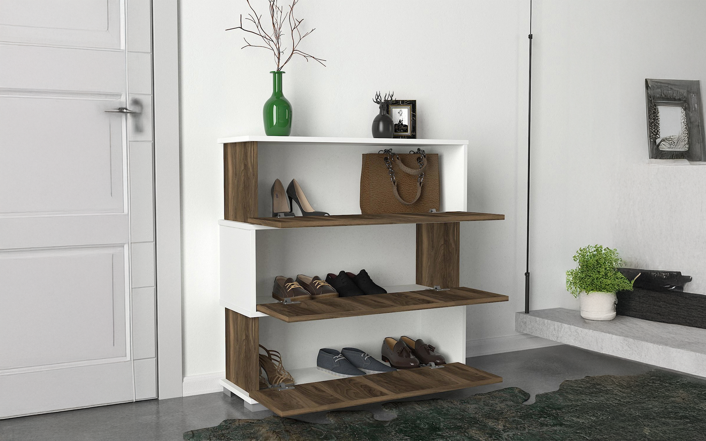 Pantofar Optimus, alb + nuc  4